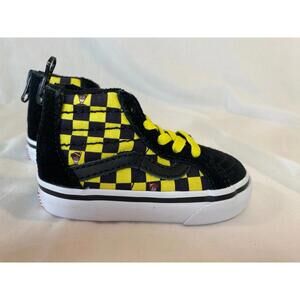 Vans x Where's Waldo Sk8 Hi Zip Odlaw Checkerboard Black Yellow Toddlers Size 4